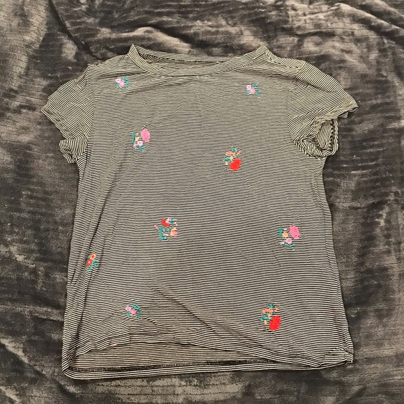 AMERICAN EAGLE black and white stripe with flowers - Picture 1 of 4